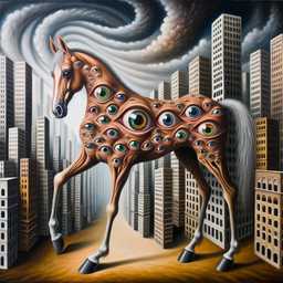 a horse, painting, surrealism style generated by DALL·E 2